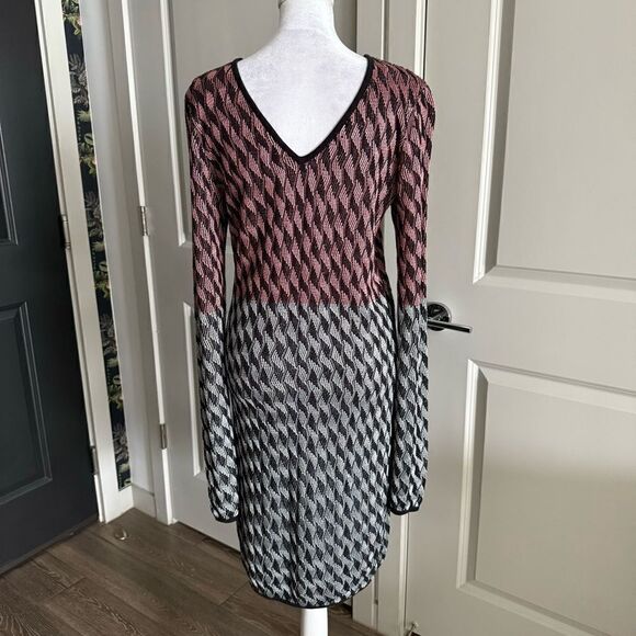 Opening Ceremony Abstract Houndstooth Knit Long Sleeve Sweater Dress Size L - Picture 2 of 7
